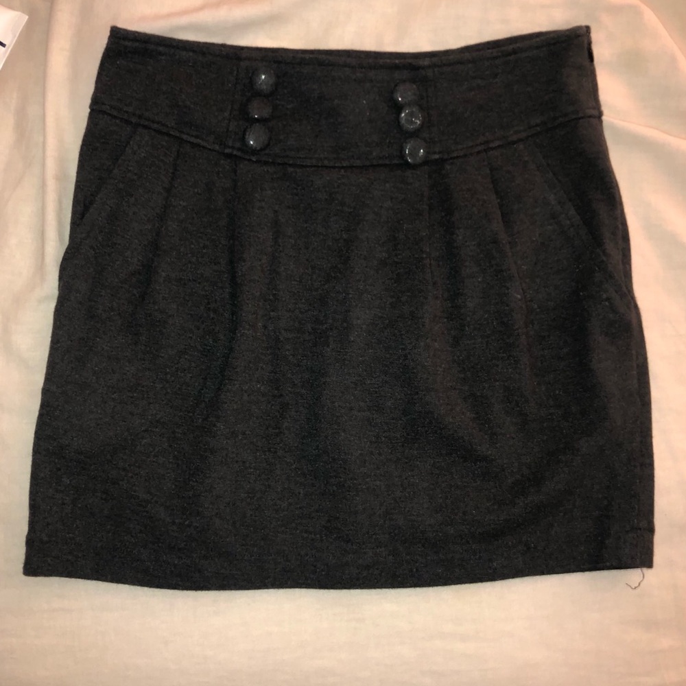 Dark Grey Mini Skirt with Button Detailing